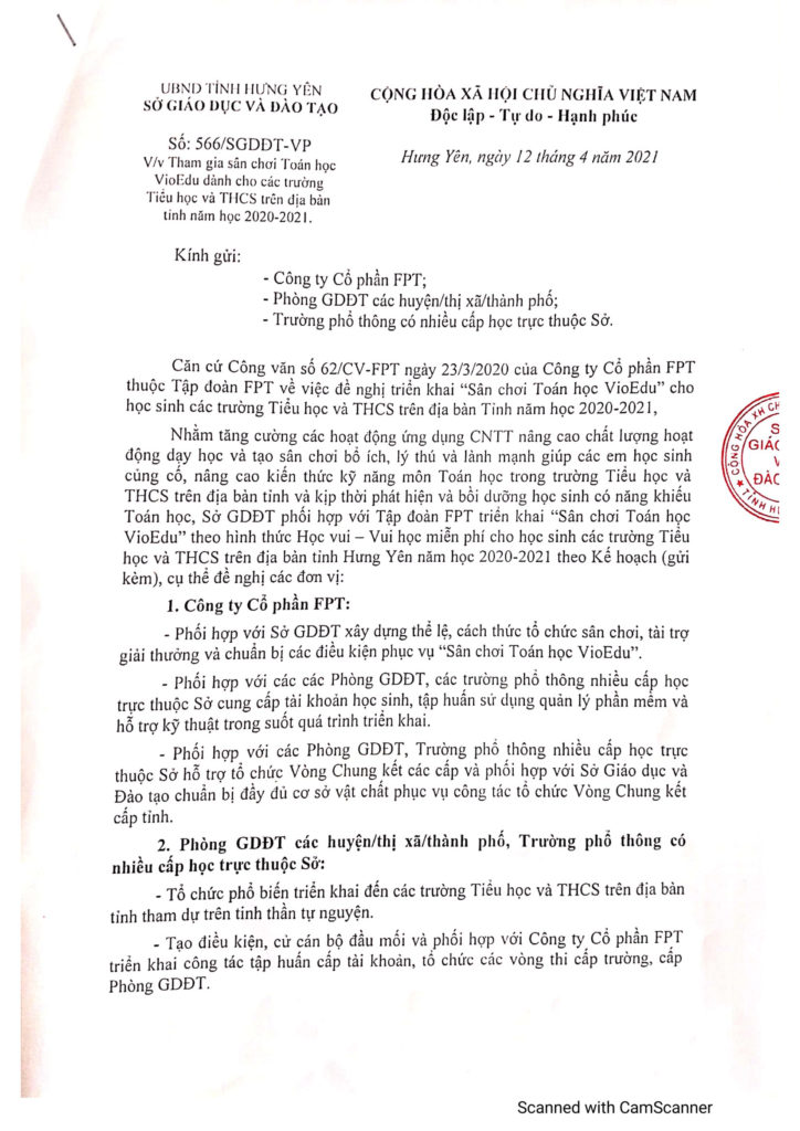 sở GD Hưng Yên ban hành công văn tham gia đấu trường toán học -1