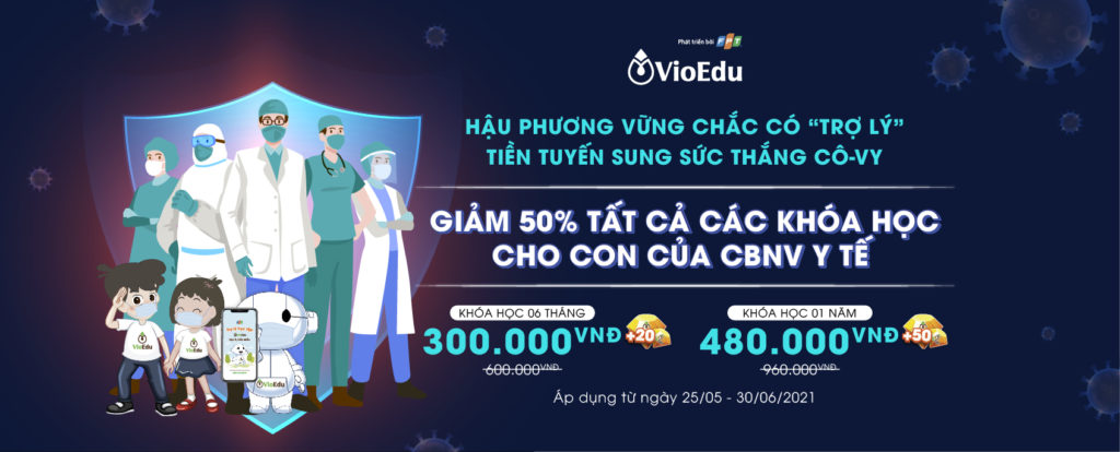 ưu đãi học phí khoá học và luyện thi toán trực tuyến vioedu 
