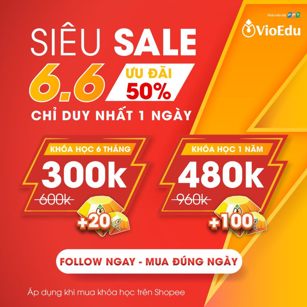 vioedu siêu sale 6.6 trên shopee